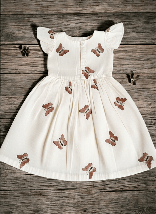 Girls Soft Cotton Butterfly Print Dress - CottyLand