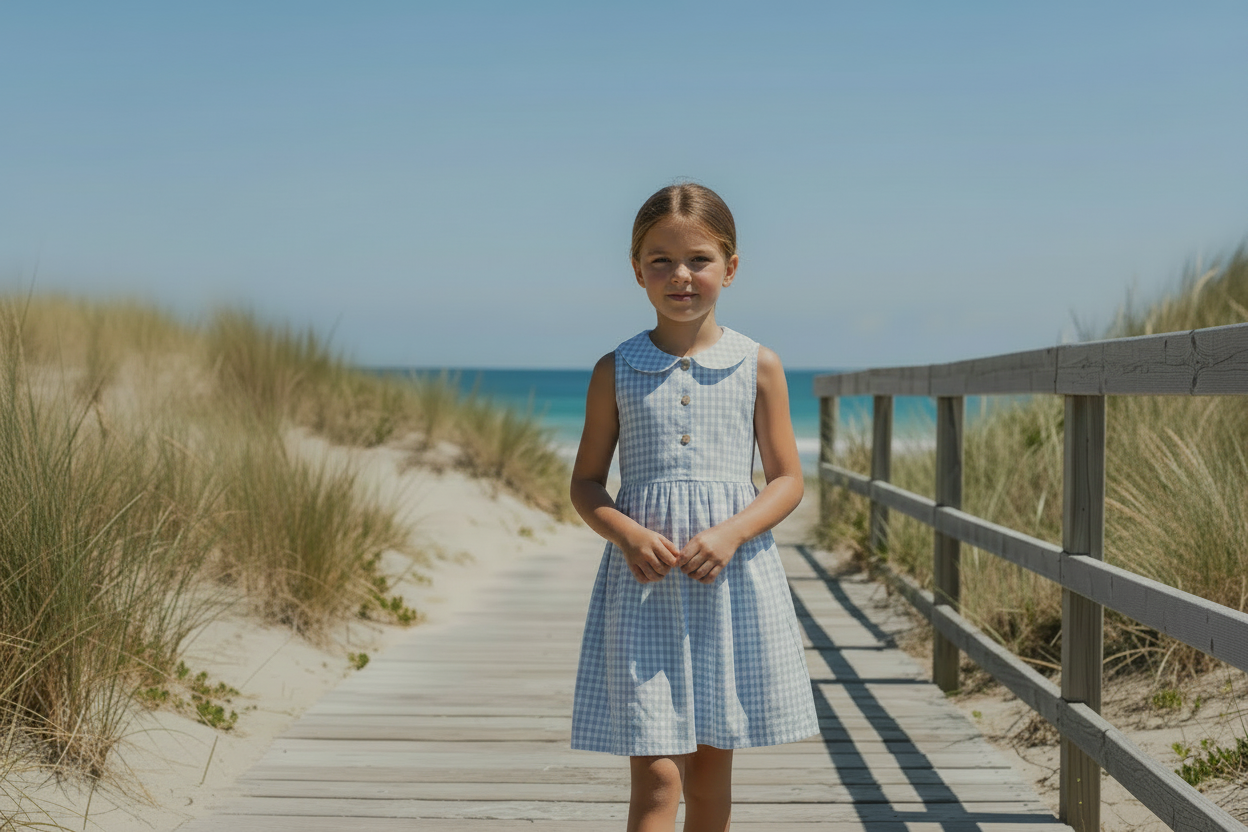 Cottyland Gingham Blue Dress
