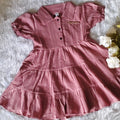 Girls Dusty Rose Textured Tiered dress - CottyLand