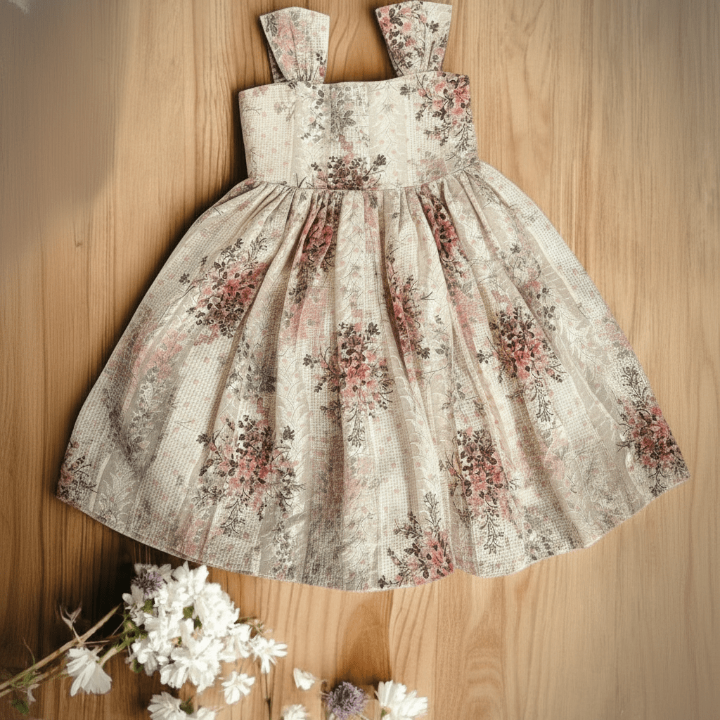 Girls Elegant Floral Cotton Dress - CottyLand
