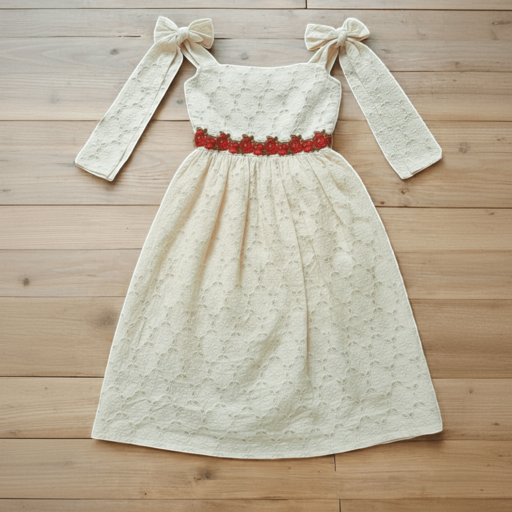 Girls Hakoba Embroidered Cotton Dress - CottyLand
