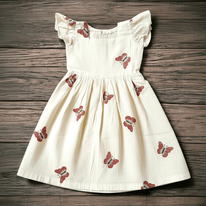 Girls Soft Cotton Butterfly Print Dress - CottyLand