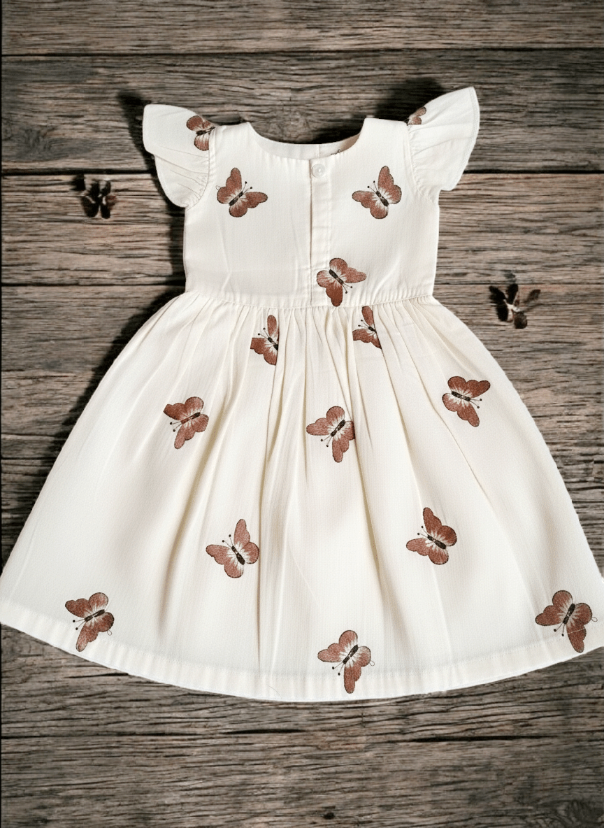 Girls Soft Cotton Butterfly Print Dress - CottyLand
