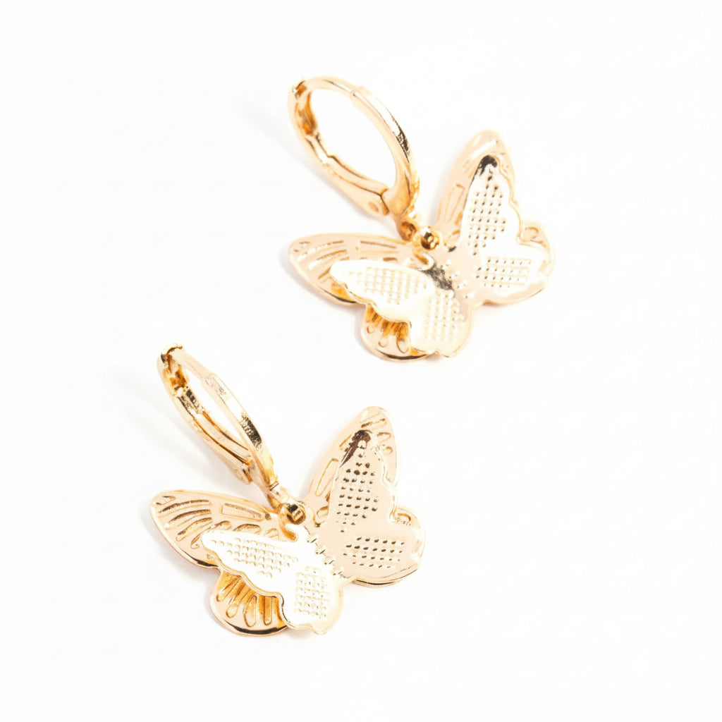 Golden Butterfly Hoop Earrings - CottyLand