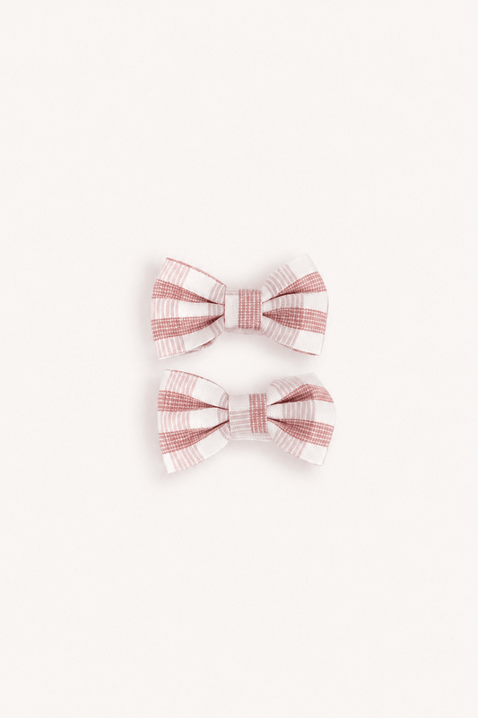 Pink Gingham Bow Hair Clips for Girls - CottyLand